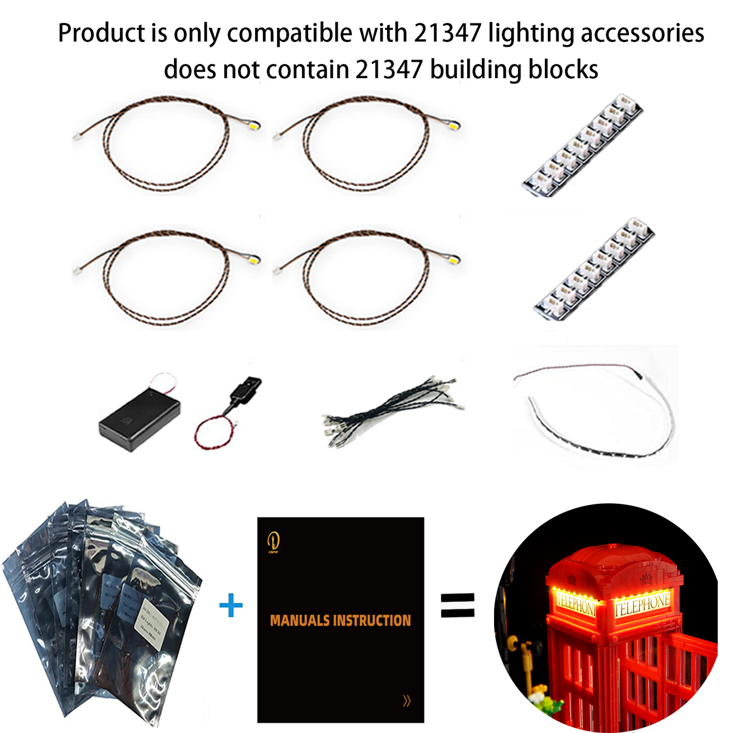 BrixSpark Light Kit for Ideas Red London Telephone Box 21347