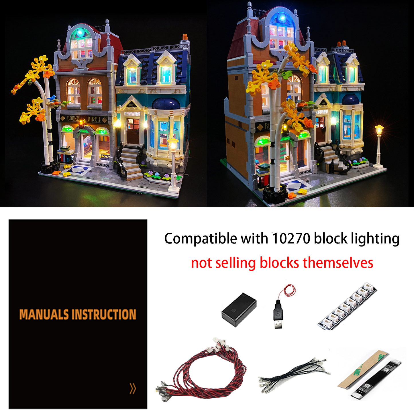 BrixSpark Legoing Light Kit For Bookshop #10270