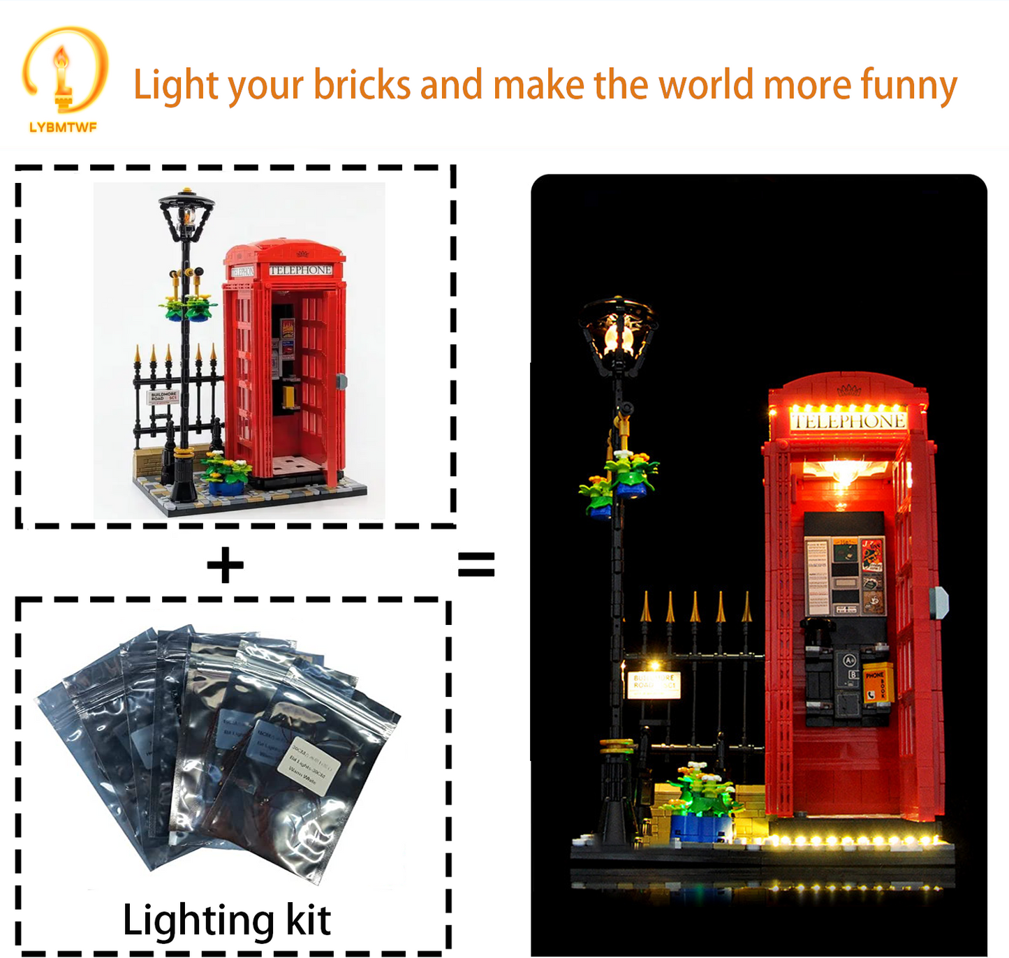 BrixSpark Light Kit for Ideas Red London Telephone Box 21347
