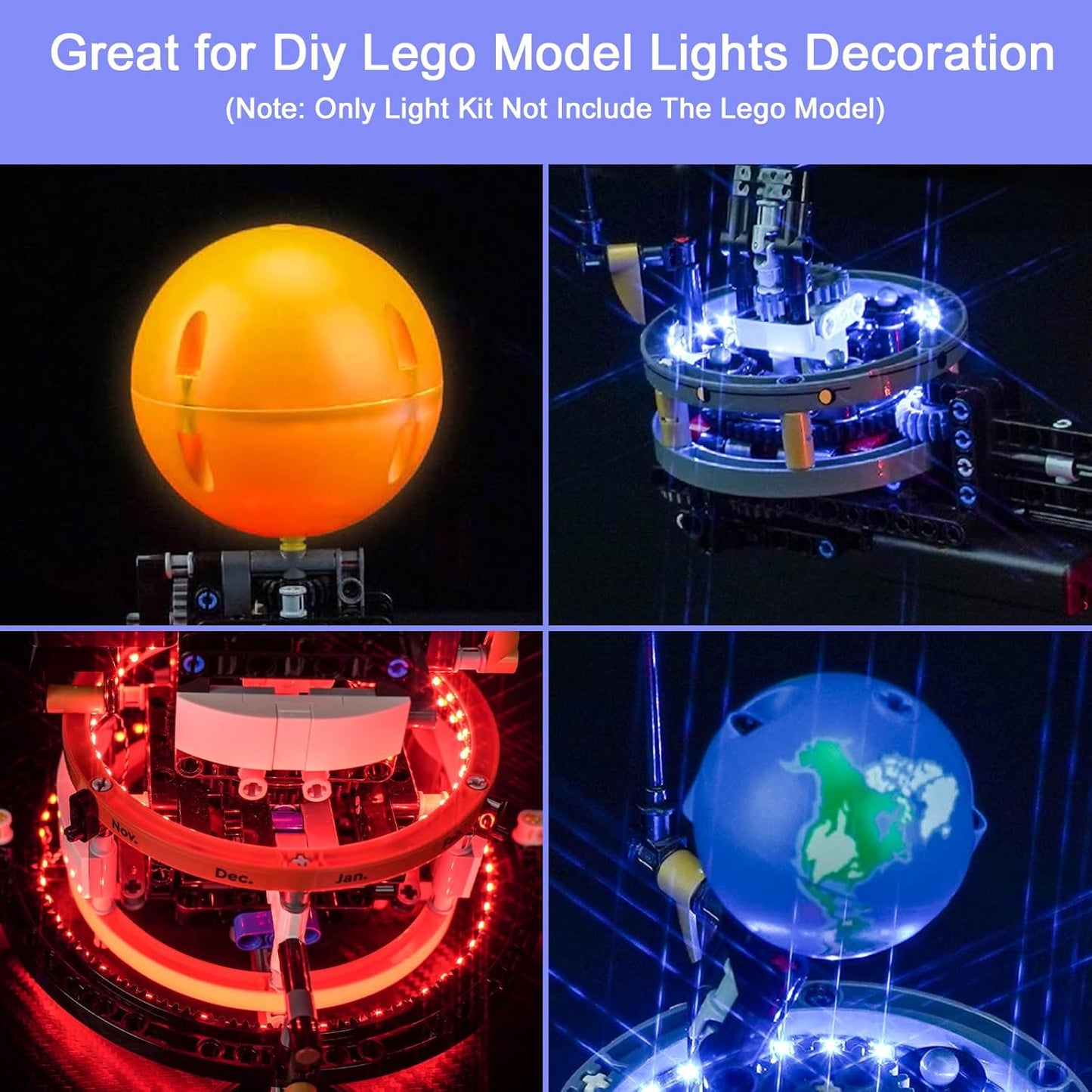 Brixspark Light Kit For Planet Earth and Moon in Orbit #42179